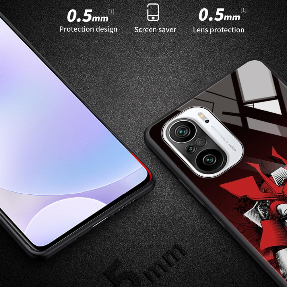 Pouzdro z tvrzeného skla pro Xiaomi Redmi Note 10 Pro Max 9 9s 7 8t 8 K40 K30 Pro Plus 9t 9c 8a 9a Phone Shell Japanese Samurai Art