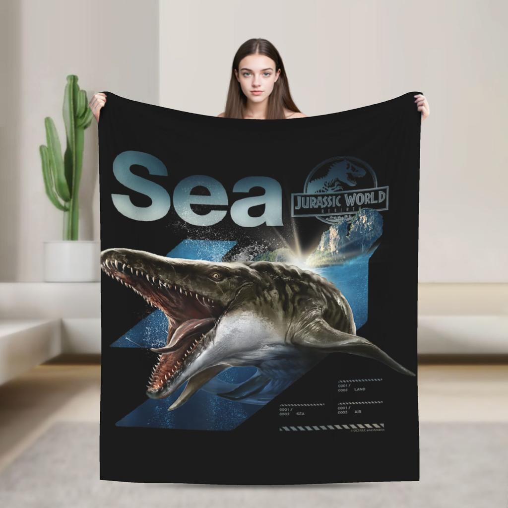 Jurassic T-Rex Grid World Blanket Flannel Spring/Autumn Logo Breathable Lightweight Throw Blankets for Travel Bedroom Quilt