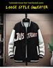 Men's Fleece-Lined Streetwear Baseball Jacket - Plus Size, Spring/Autumn Casual Trend