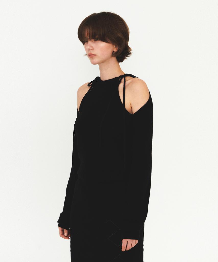 Daiaegeuneol Ribbon Strap Hole Knit (Black)