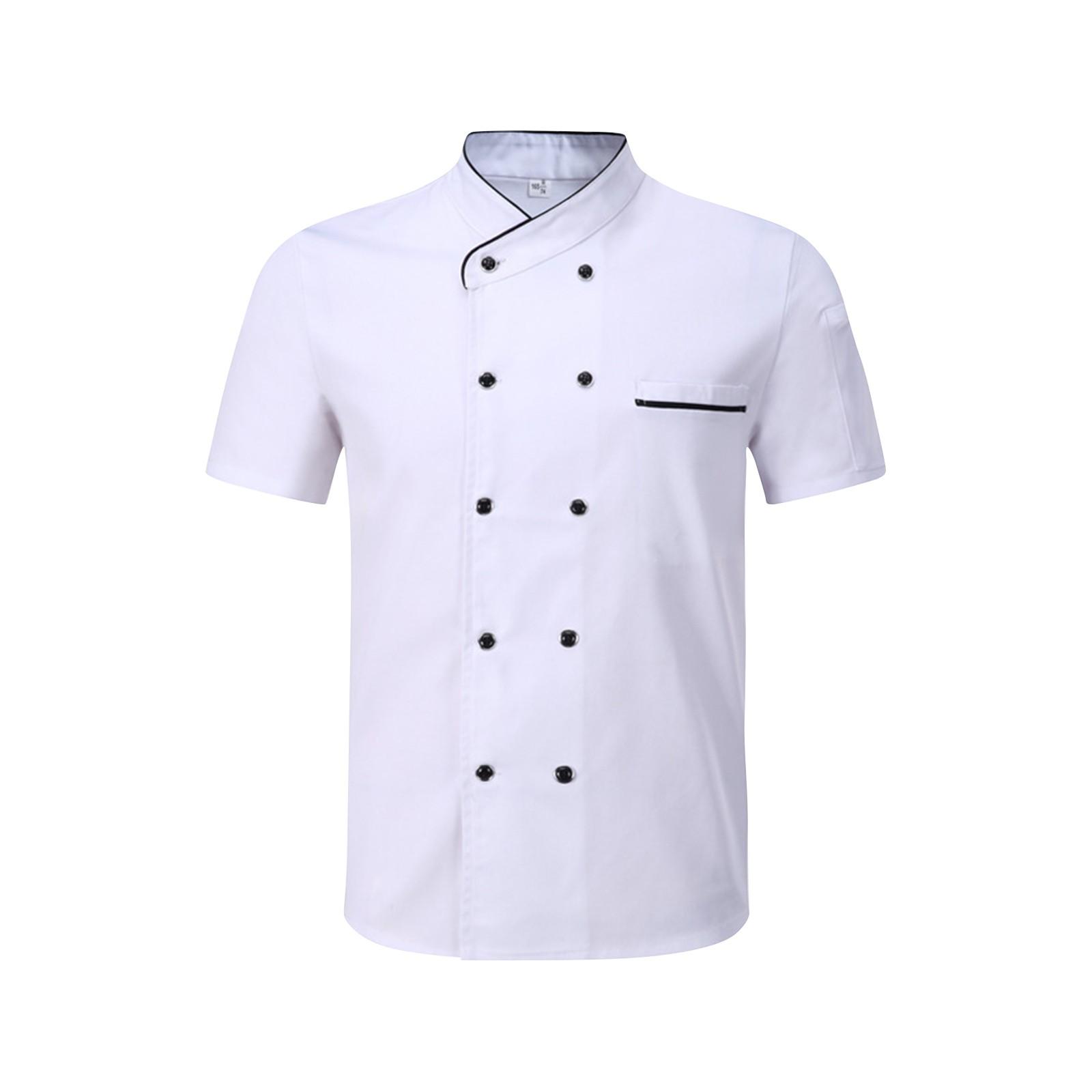 

Personalized Embroidered Chef Work Uniform Short Sleeve Back Kitchen Catering Clothing Unisex Version One Size білий