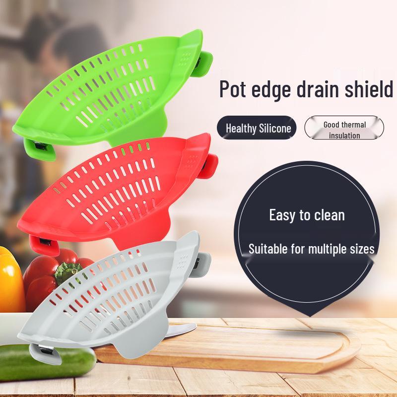 Wide Mouth Silicone Pot Edge Strainer for Noodles and Vegetables