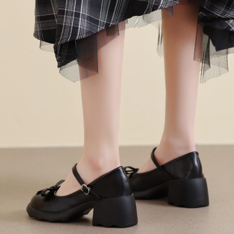 Fashion 2025 New Style Women Pumps Mary Janes Shoes Fashion Elegant Chunky Platform High Heels Women Shoes Bow Ankle Buckle Party Shoes