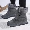 Plush Mid-top Winter Boots Women Warm Cotton Shoes Anti-slip Rubber Sole Outdoor Sneakers Plush Waterproof Ladies Hiking Footwear