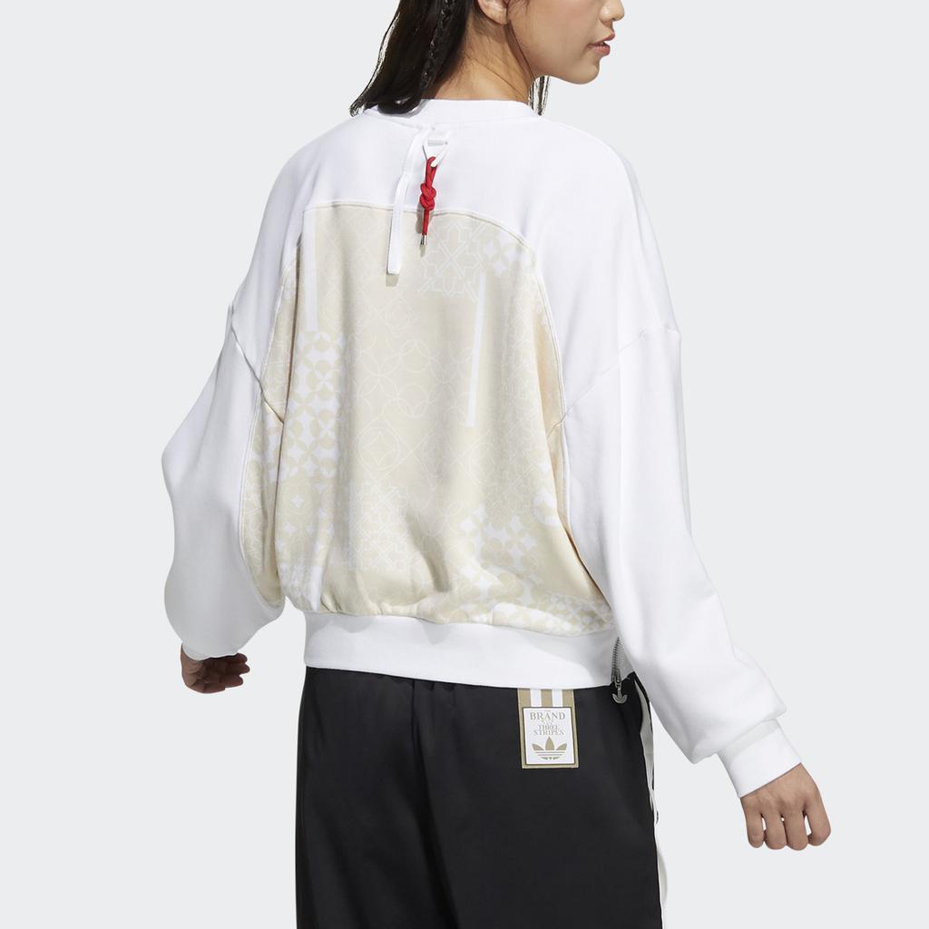 Adidas Originals Cny Sweat Crew Side Zipper Sports Pullover Casual Sweatshirt Women sweatshirt White HD0343