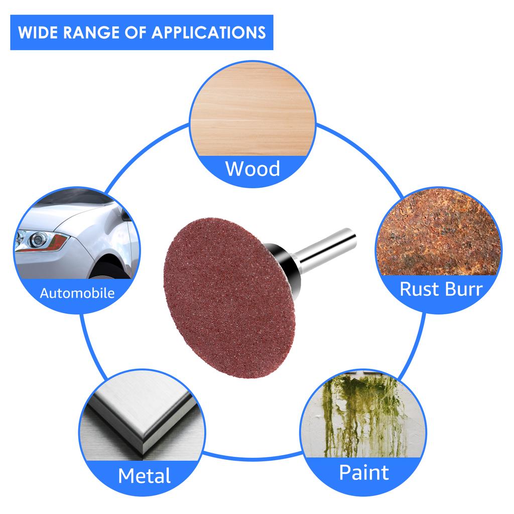 50PCS 2 inch Sanding Discs Kit 80/120 Grit Grinding Sandpaper with Back Pad Vehicle Sanding Sand Paper for Power Tool Sander