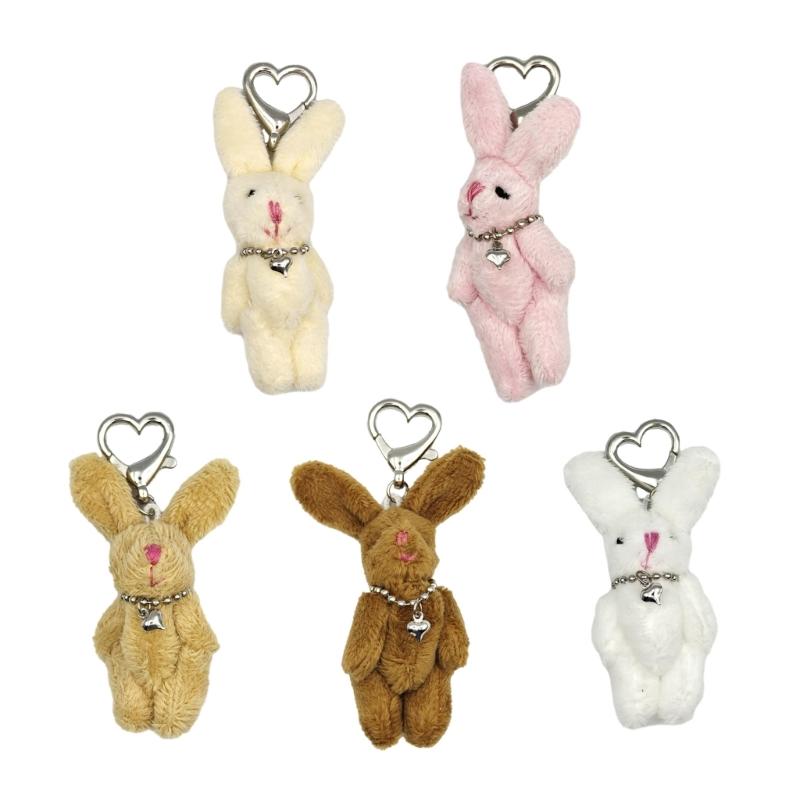 Mini Plush Rabbit Keychain Hanging Ornament Backpack Handbag Charm for Girls