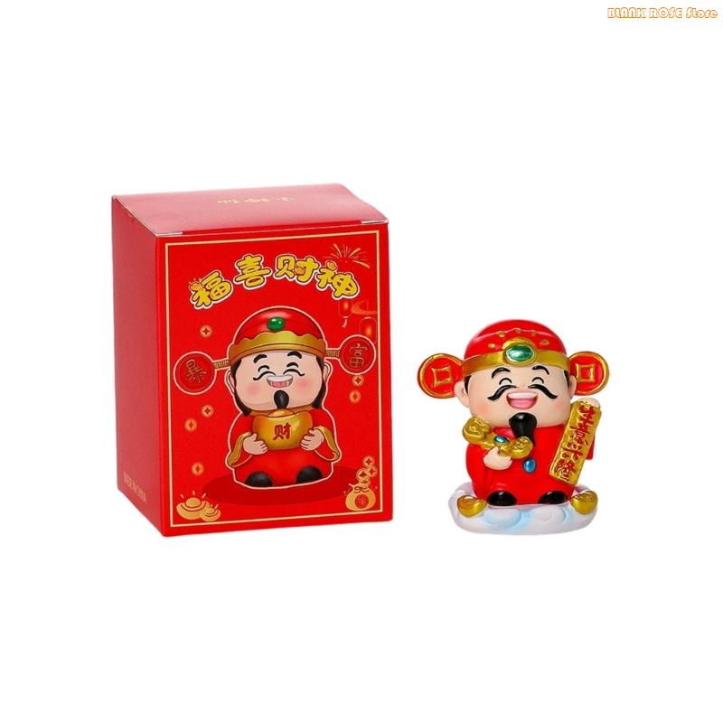 K1AE God of Wealth Figurines Resins Cai Shen Statues God of Fortune Caishen Sculptures Fengshui Ornament Home Office Decors