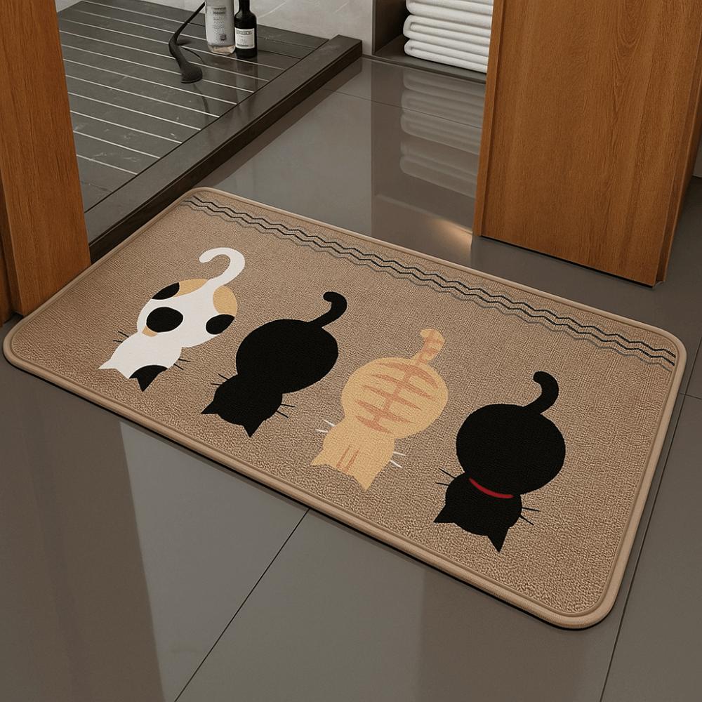 Cartoon Cat Door Mat Anti Slip Kitchen Mat Durable Bathroom Floor Mat  Home Decor