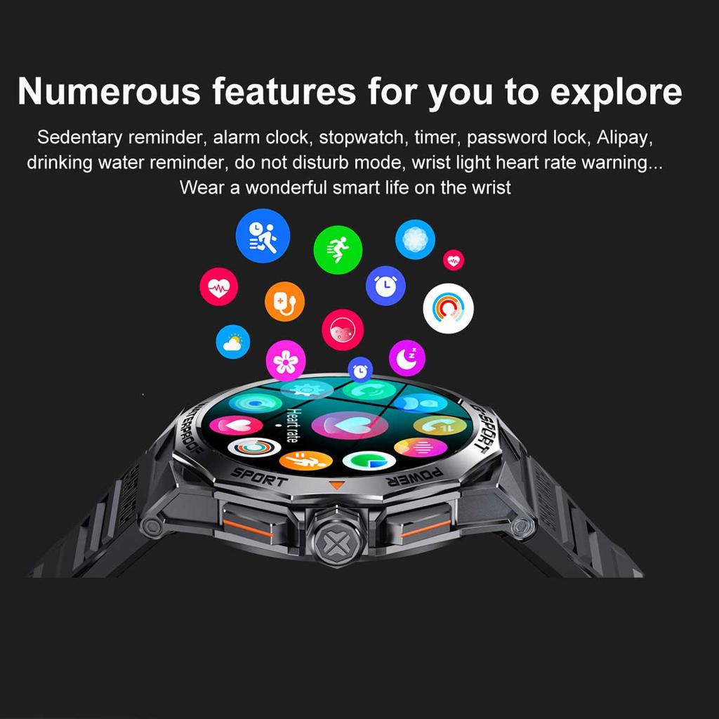 Men Outdoors Sports 1.43" AMOLED Screen Smartwatch Blue Tooth Call Heart Rate Health Monitoring Smart Watches Waterproof Women