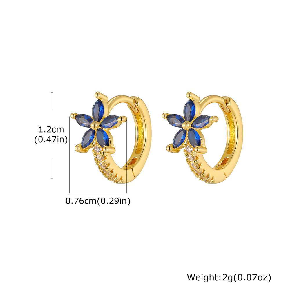 Wind Copper Slightly Inlaid Zircon Bow Flower Earrings Gold Women's Daily Versatile Earrings EBD-480