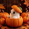 Miniature Halloween Figurine 3D Printed Pumpkin Ghost Ornament with Removable Figurine, Creative Desktop Office Desk Decoration, Cute Statue for Home
