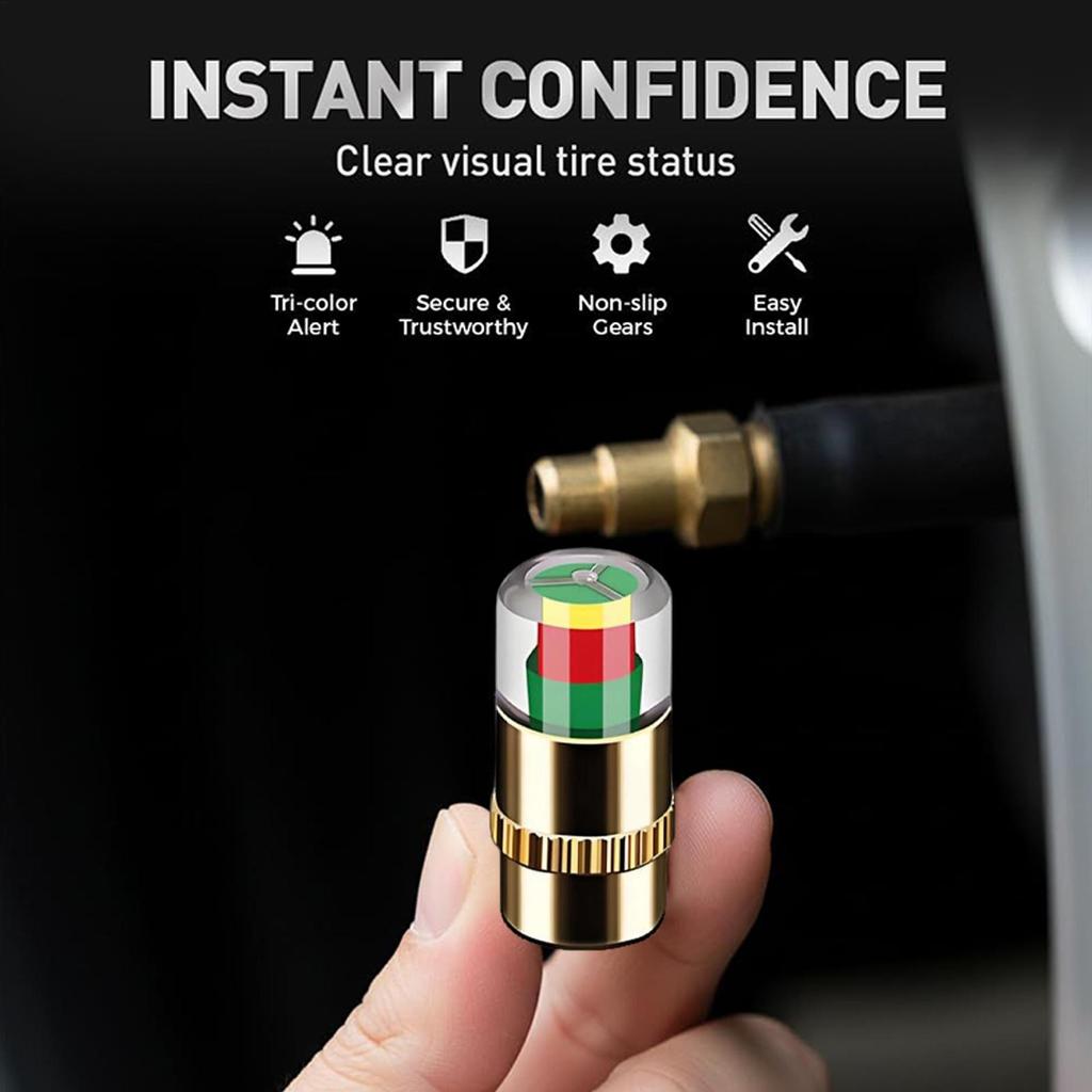 4Pcs/Lot Tire Pressure Caps Wheel Stem Gauge Monitor Caps Tire Pressure Indicator Anti-theft Eye Alert Air Pressure Gauge