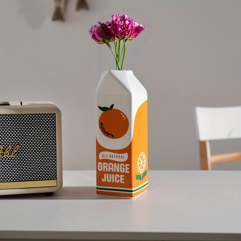1/2pcs Vintage Orange Juice Vase Decorative Ceramic with Realistic Orange Slice Bohe Home/Kitchen/Office Accent Vases Home Decor