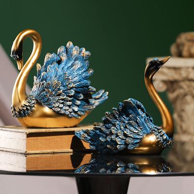 Modern Light Luxury Couple Swan Ornaments Furniture Living Room Entrance Wine Cabinet TV Cabinet Resin Craft Decoration
