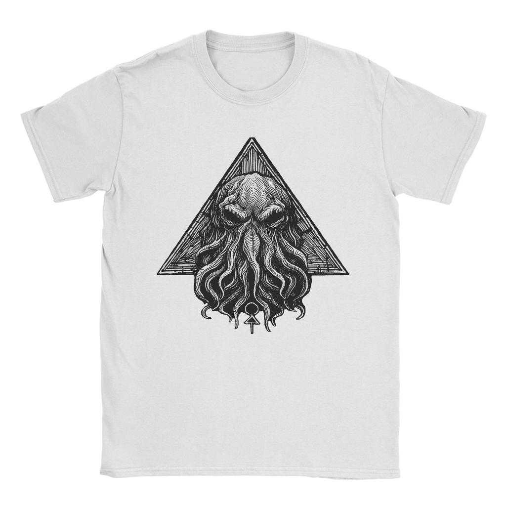 Humor Cthulhu Horror of R'Lyeh T-Shirts for Men O Neck Cotton T Shirt  Short Sleeve Tees Graphic Printed Clothing