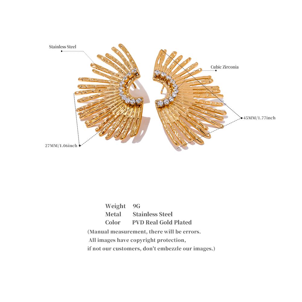 Eetit Náušnice z nerezové oceli s geometrickými zirkony pro ženy, antialergické, temperamentní, denní výrazové šperkové doplňky