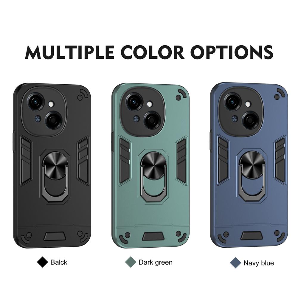 KEYSION Shockproof Case for TECNO Spark Go 1 Go 2025 Silicone+PC Camera Protection Ring Stand Phone Back Cover for Tecno Pop9 4G