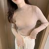 Autumn/winter Semi-turtleneck Pullover Knitted Women Sweater Casual Solid Color Slim Fit Bottoming Shirt Fashion Inner Office Lady Clothing