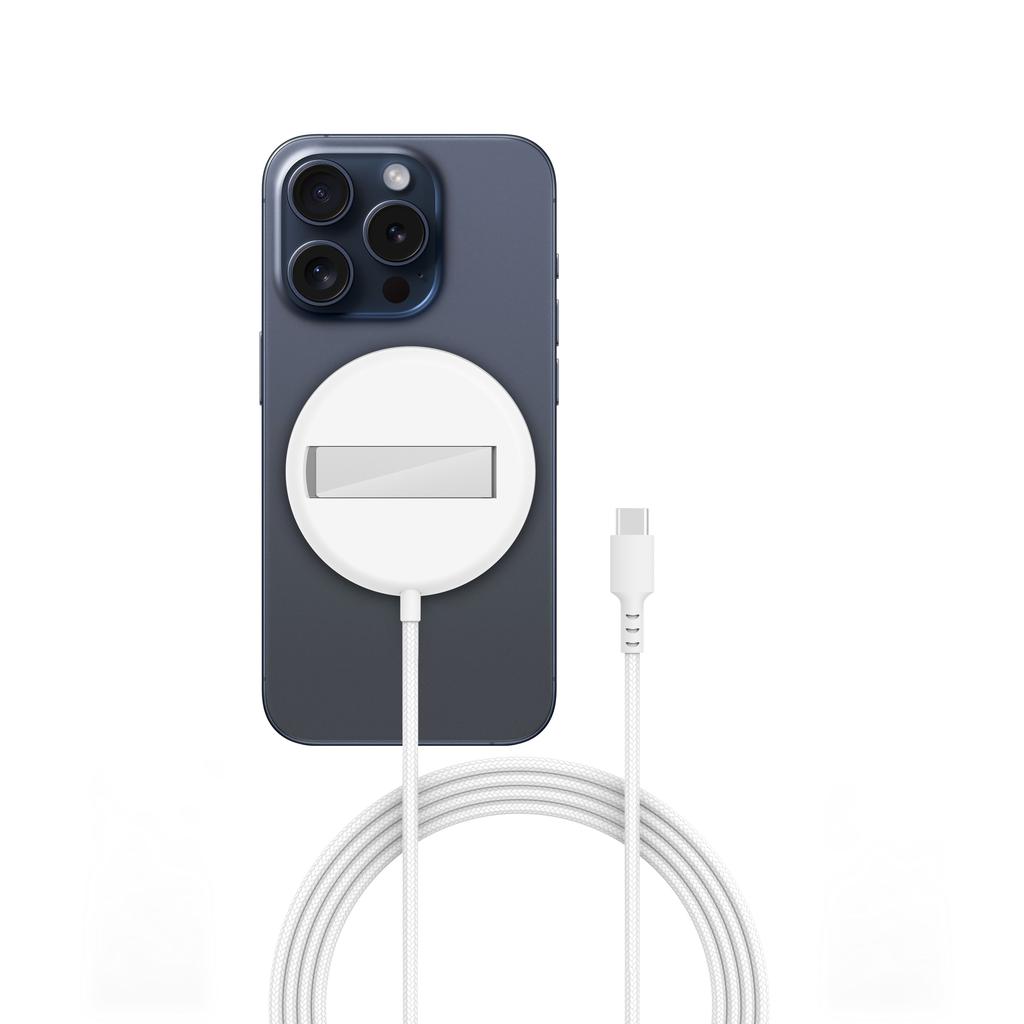 YF-M3C For iPhone 12-16 Series Qi2 15W Magnetic Wireless Charger Aluminum Alloy Charging Pad with Bracket