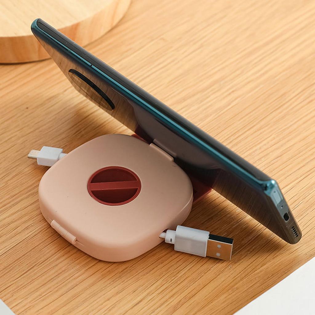 Caja de almacenamiento de Cable de datos giratoria para Cable de carga de auriculares portátil de viaje