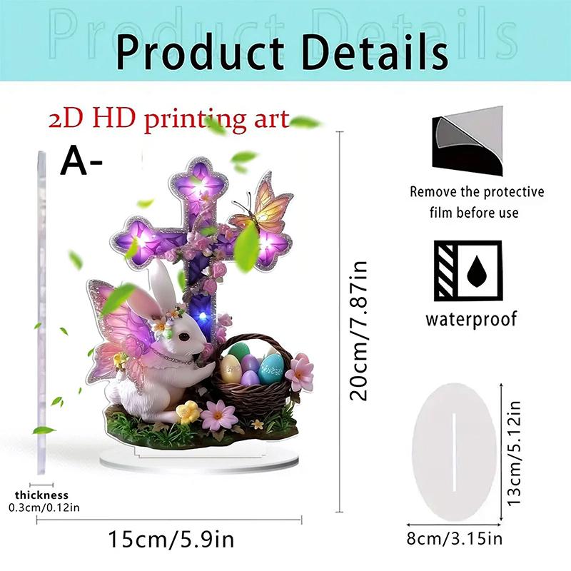 Bohemian Style 2D Acrylic Cute Easter Egg Rabbit Village DIY Decoration Festival Decor Desktop Ornament Easter Gifts For Bedroom