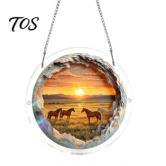Non Fragile Glass Alternative 7.48 Inch Circular DIY Puzzle Suncatcher, Acrylic Stained Style Window Hanging Ornament, Crafts for Adults Waterproof