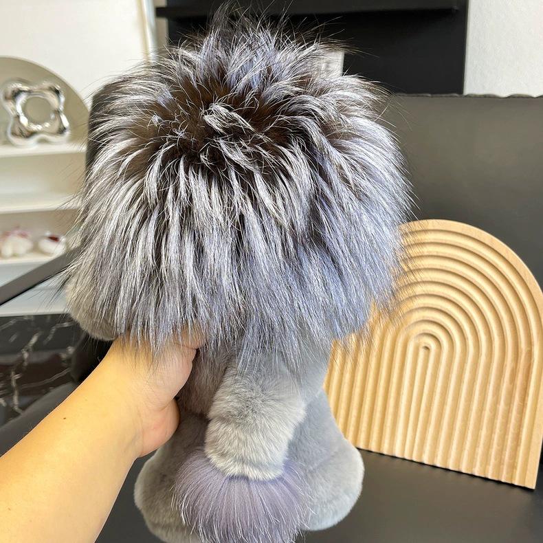 Genuine Rex Rabbit Fur Lion Plush Doll - Cute Children's Toy and Hanging Ornament