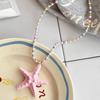 Bohemian Starfish Necklace Dopamine Bead Summer Clavicle Chain Starfish Choker  Photography Props