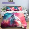 Colorful wolf  Pattern Bedding Quilt Set Quilt Cover Pillowcase Home Decoration  Gift (1 * duvet cover + 2 * pillowcase, without core)