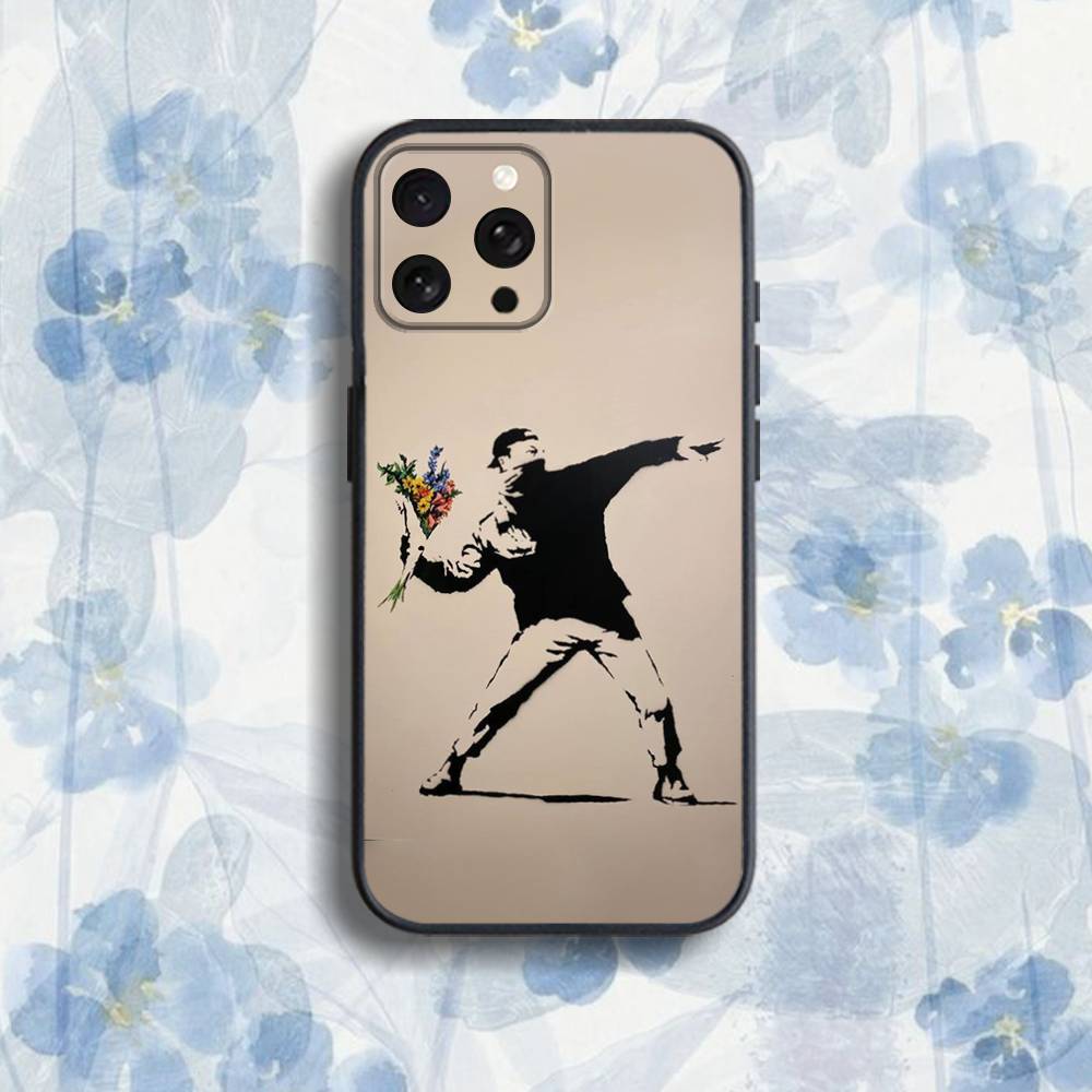 G-Graffiti A-Artist Banksy-S Phone Case For iPhone 17,16,15,14,13,12,Pro,Max,Plus,E,SE4,Air,Mini Black Soft Box