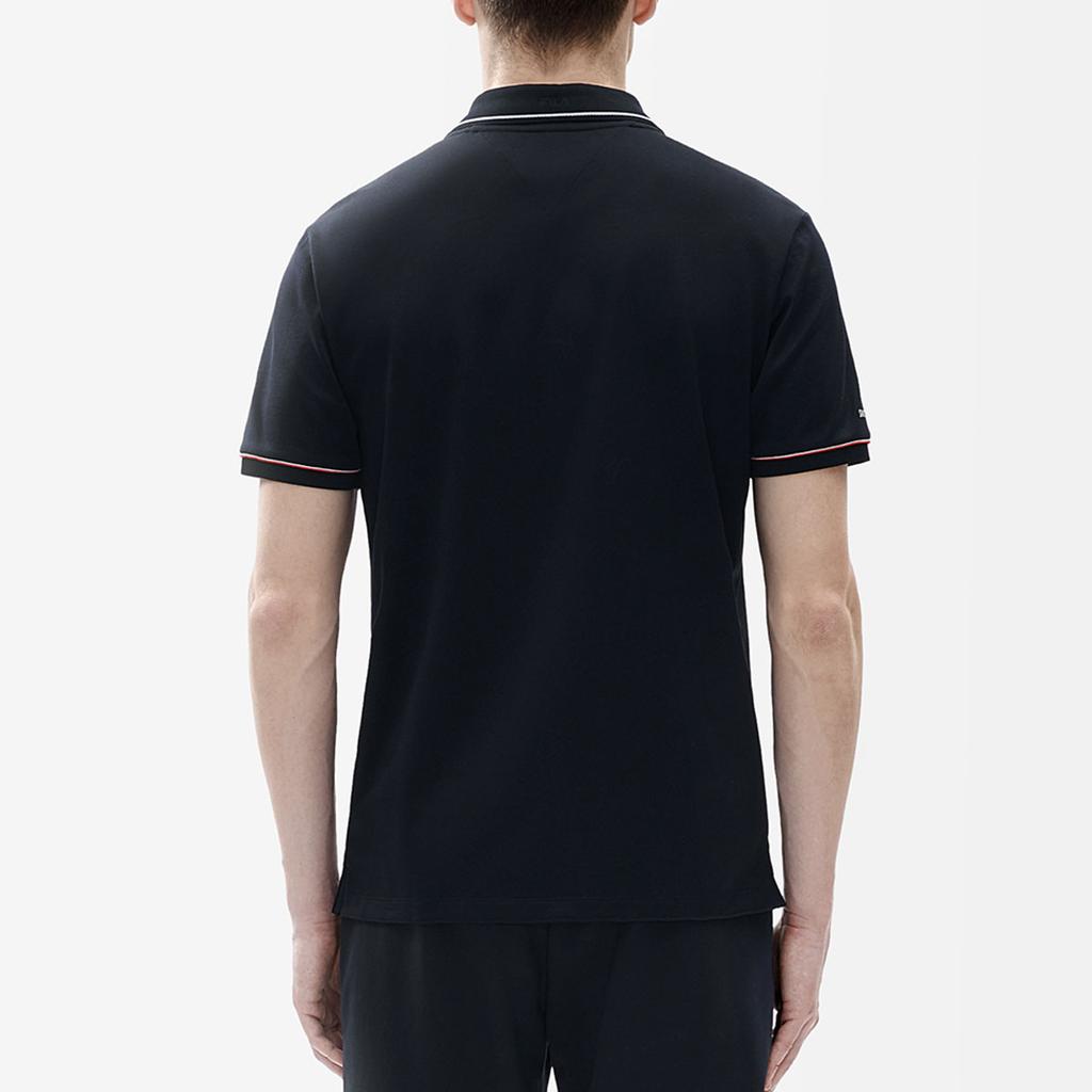 Fila Logo Printed Knit Casual Short Sleeve Polo Shirt Men Polo Shirts Legendary-Blue F11M321121ANV