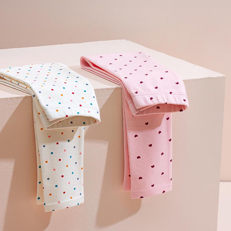 Zweiteiliges Set: Hochelastische, gebürstete Baumwoll-Leggings für Mädchen für Herbst/Winter