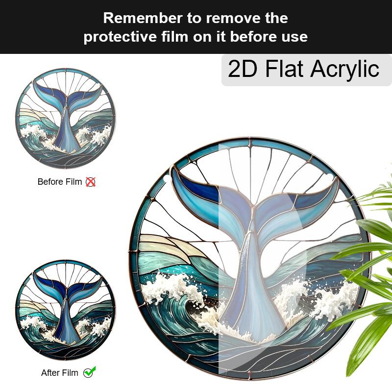 2D Flat Acrylic Ocean Whale Tail Suncatcher, 7.87/11.81in Window Hanging Decor, Home Room Art Ornament, Housewarming Gift