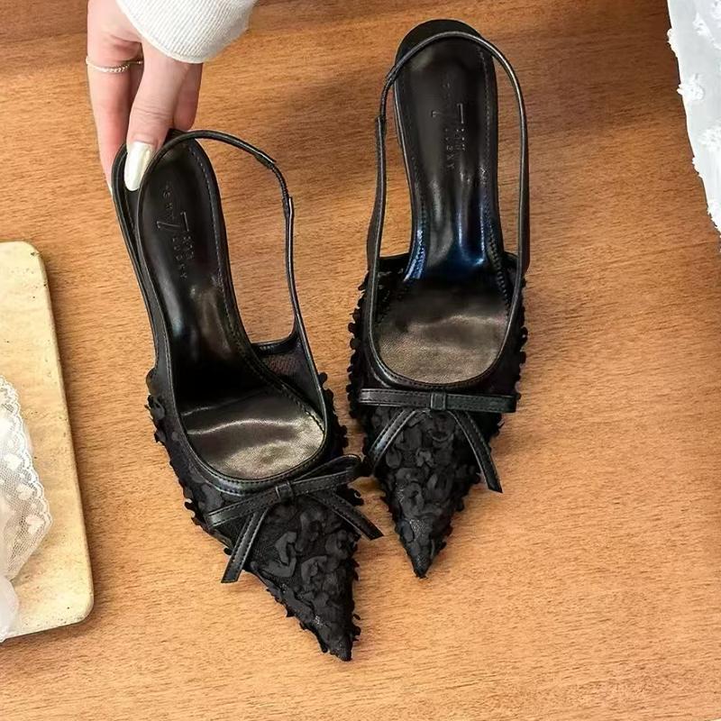 Fashion Pointed Toe Women Sandals Summer High Heels Elegant Shoes Mesh Lace Fashion Pumps 2025 New Trend Designer Dress Zapatos De Mujer