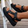 2025 large size platform Velcro sandals women's 2025 new European and American famous style color matching beach sandals