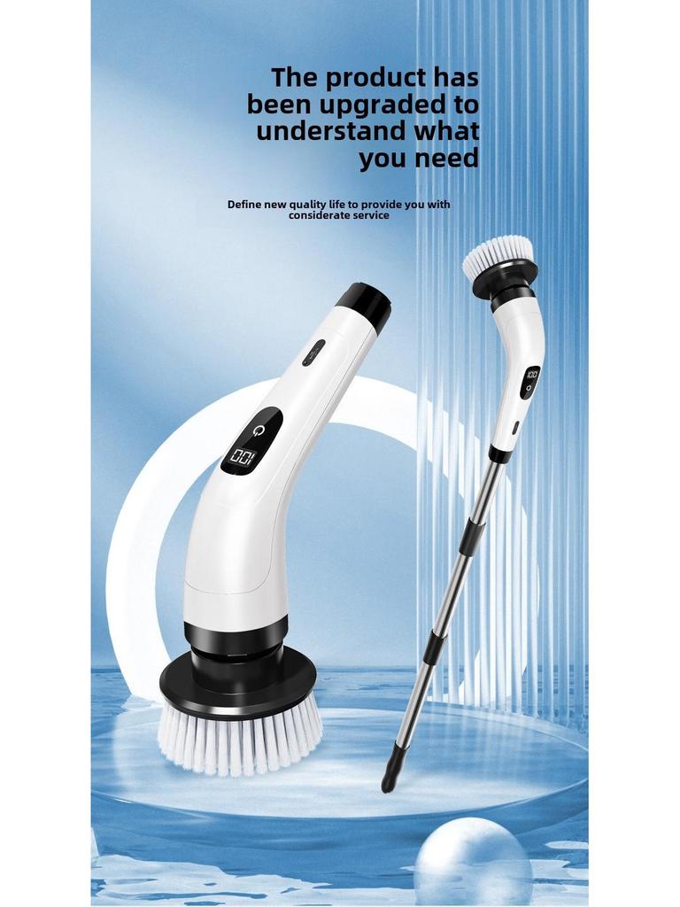 Brosse de nettoyage électrique 9 en 1 pour salle de bain avec poignées à double longueur