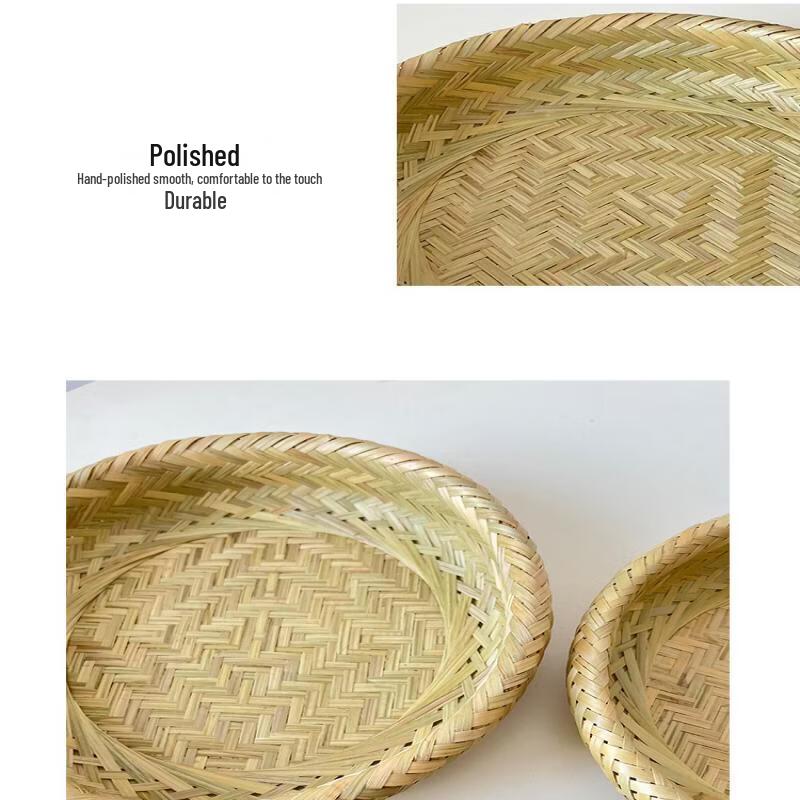 ZISIZ Handmade Double-Layer Round Bamboo Fruit & Bread Basket