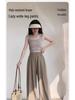 Yamamoto Women's High-Waist Wide-Leg Ice Silk Pants - Summer/Spring/Autumn Floor-Length Casual