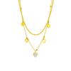 Gold Plated Multi-Heart Layered Beaded Chain Necklace for Women Stainless Steel with Cubic Zirconia