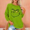 Women's Fashionable Round Neck Long Sleeved Christmas Printed Loose Plush Warm Pullover Top