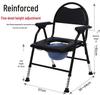 Foldable Non-Slip Portable Commode Chair with Round Backrest for Elderly - Ideal for Bathroom or Shower Use