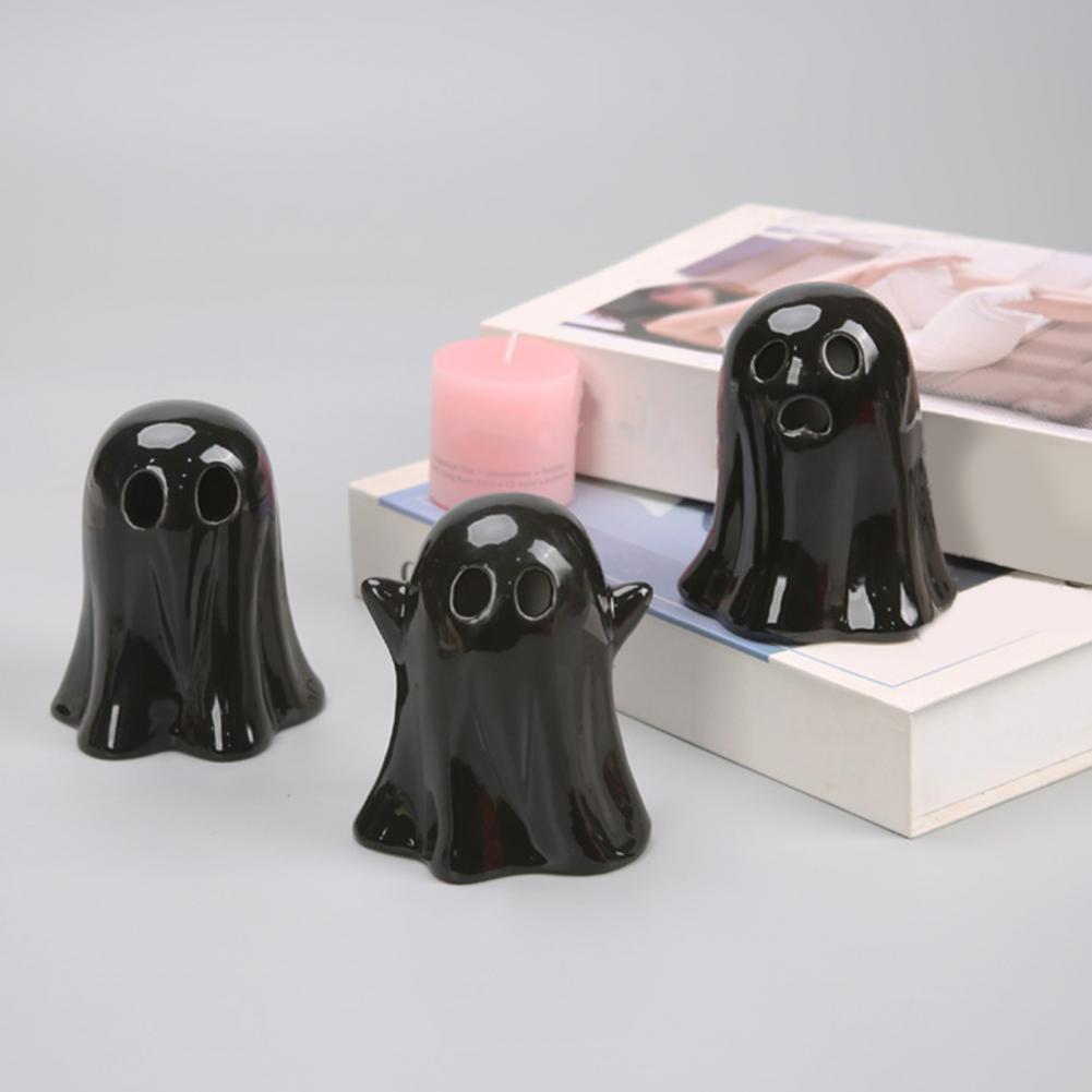 Led Ghost Lights Ceramic Ghost Decorations Ceramic Ghost Led Light Up Decor Small White Figurine Halloween Ornaments