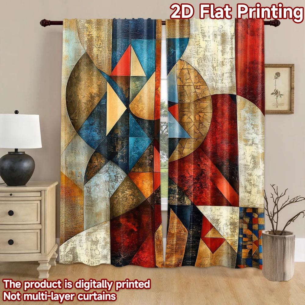 1pc 2D flat Photography Backdrop Popular Background cloth Geometric Colorful Shapes 100% Polyester Vibrant Reunion Perfect for