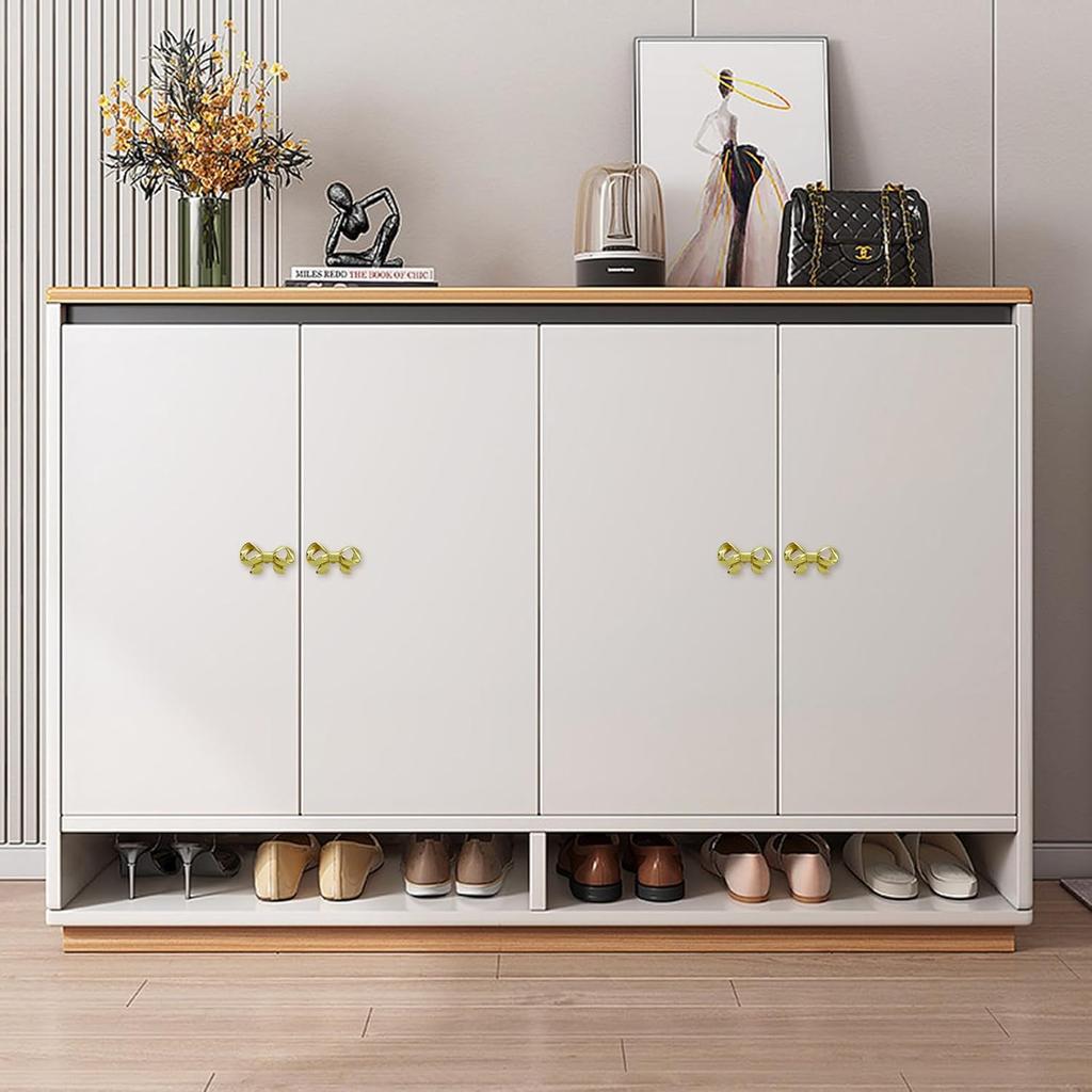 Bow Shapes Drawer knobs,Single Hole Pulls Handles Knob,Door Handle Metal Decorative for Cabinet Closet Drawer Dresser Wardrobe Cupboard 4 Pieces