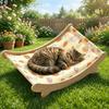 Cute Waterproof Cat Ice Cushion Wooden Frame Cartoon Printed Pet Cooling Mat Elevated Design Breathable Cat Ice Bed Balcony