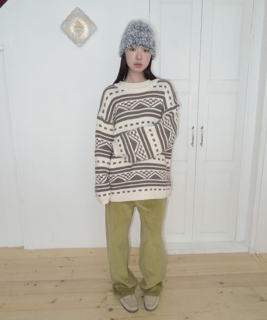 FUNFROMFUN Nomad Fair Isle Pullover, Brown