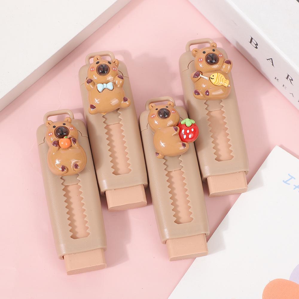 Capybara Cute Cartoon Retractable Push-Pull Eraser - Less Crumbs, Perfect for Students