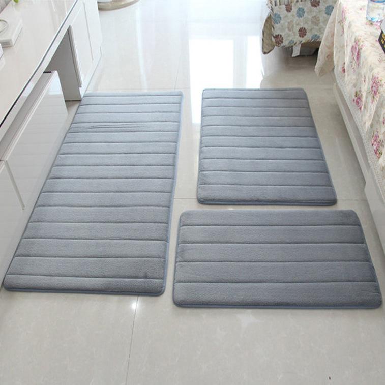 1.5CM Thick Carpet For Bathroom Soft Coral Fleece Absorbent Anti-slip Silica Foot Mat Living Room Bedroom Floor Mat 3 Piece/set