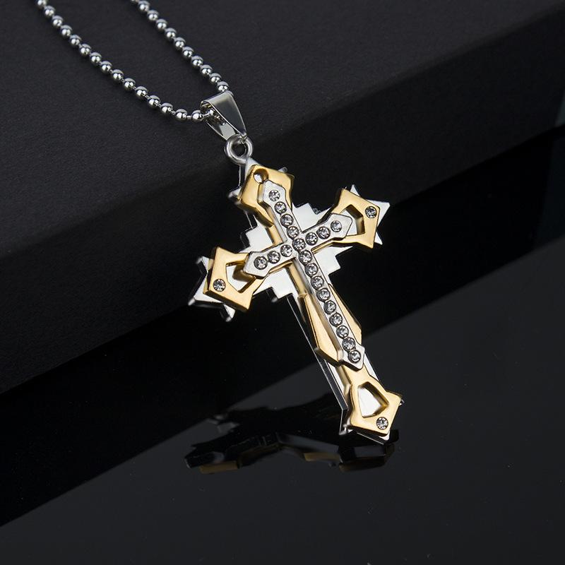 European and American New Punk Style Three-layer Cross Necklace, Women's Personalized Pendant In Multiple Colors
